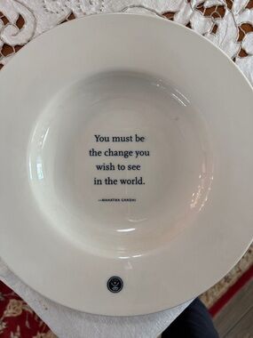 White Ceramic Inspirational Quote Bowl — Gandhi Quote